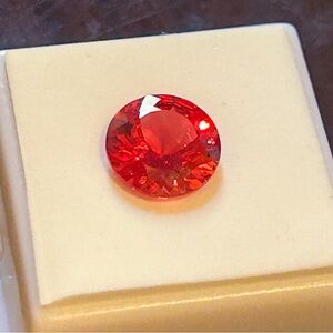 6.5CT Lab Padparadscha Sapphire Round Portuguese Cut 12mm